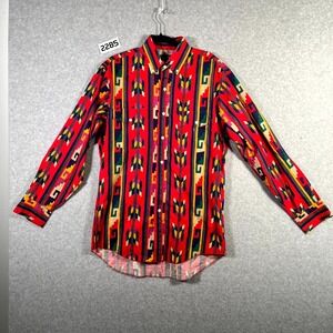 Vintage Wrangler Cowboy  Western Shirt Men XL (15) Multicolor Navajo Print